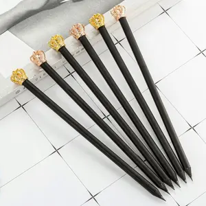 Customized company logo crystal pencil with crown for gift