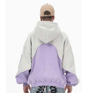 Wholesale OEM Custom Logo Fleece <b>Thick</b> Unisex <b>Hoodies</b> Polyester Cotton Stitching Color Blank <b>Mens</b> Oversized <b>Hoodies</b> - Product Image 4