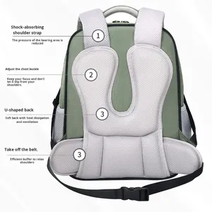 Nouveau <span class=keywords><strong>sac</strong></span> à <span class=keywords><strong>dos</strong></span> léger, respirant et imperméable en polyester à double bretelles pour les élèves du primaire – Réduit le fardeau et protège - Product Image 3