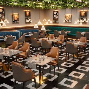 Ensemble de mobilier de restaurant de style moderne, table et chaises en cuir pour restaurant, salle de banquet et steakhouse - Product Image 2