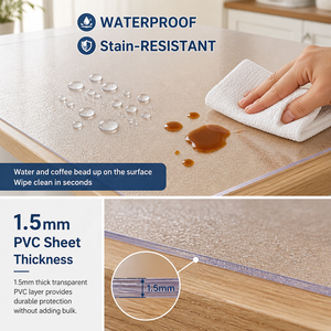 Transparente PVC-Tischdecke 80x135cm 1,5mm Dick Geprägt Wasserdicht Ölabweisend Schützende Tischdecke für Zuhause Hotel - Product Image 4