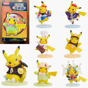 Vente en gros de figurines authentiques d'anime japonais, 6 pièces/boîte, PVC, échelle 1/6, pour la série de costumes Pokémon Pikachu, boîtes mystères, objets de collection Kawaii - Product Image 2