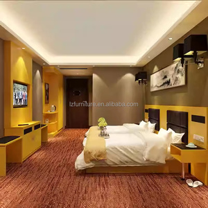 Muebles de Dormitorio de Hotel de 3 Estrellas Personalizados y Económicos, Juego Completo para Habitación Doble con Mesitas de Noche, Cabecera, Mueble para TV, Estantes y Armario - Product Image 1