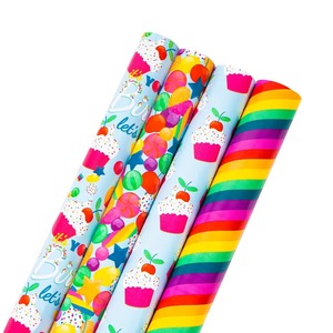 Papel de Regalo Ecológico Reciclable con Diseño de Arcoíris para Cupcakes, Rollo de Papel Artístico con Impresión Digital de Doble Cara - Product Image 1