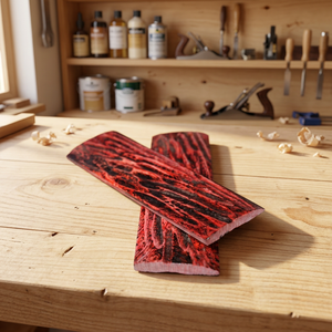 Rectangle artisanal écologique au design romantique 'Love', poli, en os naturel stabilisé teinté noir et rose clair, aux couleurs éclatantes - Product Image 3
