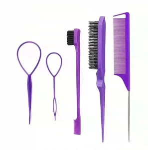 5 pièces beauté style <span class=keywords><strong>brosse</strong></span> Salon coiffure peigne ensemble taquineries <span class=keywords><strong>brosse</strong></span> à cheveux queue de rat peigne bord <span class=keywords><strong>brosse</strong></span> tresse outil <span class=keywords><strong>boucle</strong></span> - Product Image 3
