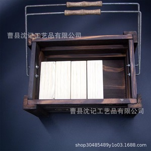 Caja de almacenamiento de madera maciza rectangular con asa de metal para libros, revistas y ropa - Product Image 1