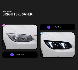 Faros Delanteros de Alta Calidad Tipo Ojo de Serpiente para BMW Serie 3 M3 E92 E93 LCI 2010-2013, 6000K, Cambio de Color Amarillo a Blanco, 36W, Diseño Modificado Más Reciente - Product Image 4