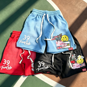 Pantalones Cortos Deportivos Vintage para Hombre, Estilo Desgastado, con Estampado de Mariposa Sonriente del Club de Fans 39, Cintura con Cordón Ajustable, Multicolor, Estilo Hip Hop, Casual - Product Image 2