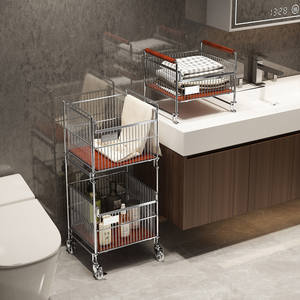 รถเข็นตะกร้าซักผ้าสามชั้<span class=keywords><strong>น</strong></span>พร้อมฉาก<span class=keywords><strong>กั้น</strong></span><span class=keywords><strong>ห้อง</strong></span><span class=keywords><strong>น</strong></span>้ำและที่เก็บเสื้อผ้าระดับไฮเอนด์ - Product Image 1