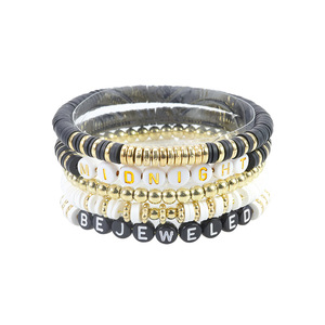 BP1020 Empilage Inspirant pour Bracelet Coloré Arc-En-Ciel Polymère Argile Disque <span class=keywords><strong>Heishi</strong></span> Perlé Lettres Initiales Mignonnes Lettres Initiales - Product Image 5