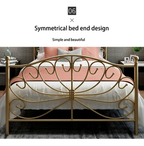 Cama de Hierro Forjado <span class=keywords><strong>2023</strong></span>, 1.2/1.5/1.8m, Individual, Queen, King Size, Cama Individual con Marco de Hierro Metálico, Cama de Princesa con Nueve Postes - Product Image 3