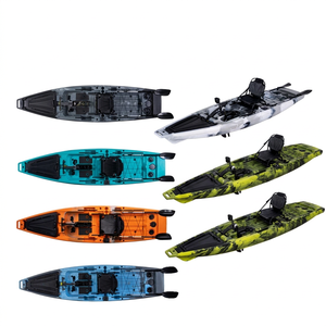 Kayak de pêche stable et sûr à pédales pour 1 personne, longueur 12,5 pieds, largeur 39 pouces, coque en HDPE réglable, garantie 3 ans, unisexe, pour la mer - Product Image 1