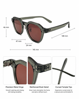 Lunettes de soleil vintage transparentes vertes géométriques en acétate UV400 anti-radiation rétro unisexe avec verres carrés marron bloquant la lumière bleue