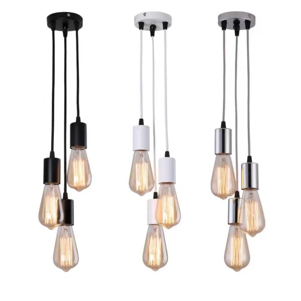 Luminária pendente para teto, lustre com suspensão E27, base de luz para cozinha, quarto, casa, corredor, estúdio e escritório