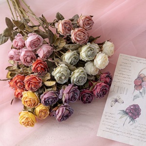 CallaFloral Rosa de burbuja seca multi-cabeza, flor artificial de rama única, decoración para bodas, manualidades, planta verde transfronteriza estilo INS - Product Image 1