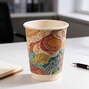 Vasos de papel desechables de bambú blanco de doble pared para bebidas frías y calientes, biodegradables, de 6oz, 8oz, 10oz y 12oz, personalizados al por mayor. - Product Image 2