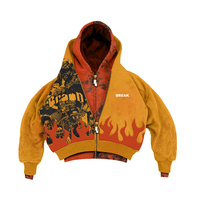 Sudadera con capucha de corte holgado estilo streetwear, con cremallera completa, doble capa, 600 g/m², corte crudo en el bajo, lavado ácido, efecto desgastado por el sol, con tachuelas y pedrería, para un ajuste cómodo.