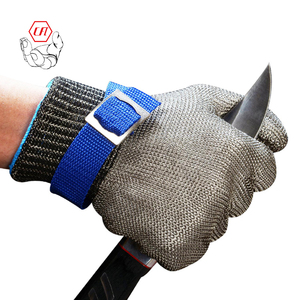 Gants de sécurité anti-coupure niveau 9 <span class=keywords><strong>en</strong></span> <span class=keywords><strong>maille</strong></span> d'acier inoxydable 316L pour boucher, abattage, découpe de viande et pêche - Product Image 1