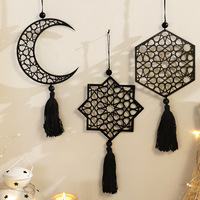 Nouveau Décoration Murale Transfrontalière Noire Xingyue Art Déco Abstraite Géométrique en MDF, Forme Irrégulière, Artisanat Creux pour Chambre à Coucher