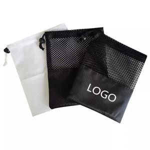 Sac à cordon en maille avec logo personnalisé, pochette respirante avec cordon de serrage, fond en ripstop, sac de rangement multifonctionnel pour les voyages - Product Image 2