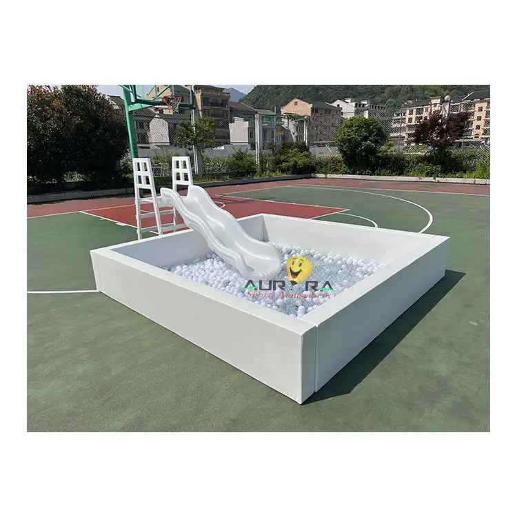 Commercial white ball pit with slide backyard kids entertainment party soft play equipment playground gaga for rental
