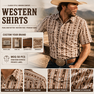 Camisa Vaquera Premium Personalizada para Hombre, Estilo Vintage con Rayas y Cierre de Perlas, Manga Corta, Tejido de Primera Calidad, Fabricante de Marca Privada - Product Image 3