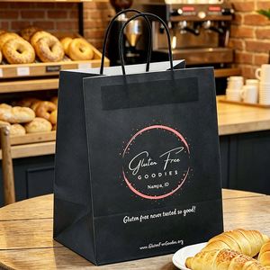 Custom Eco-Friendly Biodegradable Recyclable <b>Bakery</b> Black Kraft <b>Paper</b> Packaging Bags <b>for</b> Bread Bagel Toast Cakes - Product Image 1