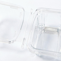 Boîte d'emballage transparente à charnière en PET recyclable pour noix séchées, sushis, gâteaux et produits de charcuterie, avec système anti-effraction