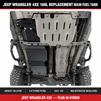 Réservoir d'essence étendu 100L pour Wrangler 4xe Hybride, Kit de fixation OEM Al-Mg Siphon avec plaque latérale 3mm, pour Overland 4x4, Silencieux, Trail, Expédition