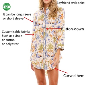 Chemises de nuit de style petit ami à impression par sublimation de motifs et de tailles personnalisés Chemises <span class=keywords><strong>pyjamas</strong></span> à manches longues ou à manches courtes à ourlet incurvé - Product Image 2