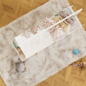 <span class=keywords><strong>Table</strong></span> à <span class=keywords><strong>langer</strong></span> moderne, écologique et durable pour bébé avec 3 tiroirs profonds, étagères de rangement, cintres et design pliable - Product Image 4