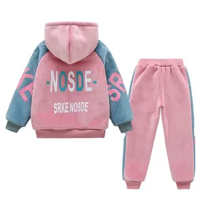 New Arrival Winter Girl's Clothing Sets Letter print 2 Pieces Clothes Sets 2024 Winter Polar Fleece Kids Girl Clothes Sets