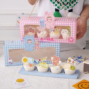 Cajón de rejilla para cupcakes, donut, tiramisú, rollo de toalla, caja de pastel para mascotas, caja de postre rectangular con cuerda dorada - Product Image 2