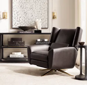 Mécanisme d'inclinaison intégré sophistiqué de conception italienne Sassanid OEM des années 1970 Fauteuil inclinable pivotant en cuir <span class=keywords><strong>Luke</strong></span> - Product Image 6