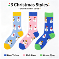 Chaussettes en coton jacquard unisexes pour Noël, motif bonhomme de neige, chaussettes de mode pour les fêtes, motif personnalisé OEM, logo