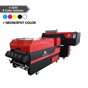 Hanruncoil 9 warna 600mm pencetak dtf epson i3200 dengan mesin pengocok bubuk