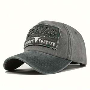 Casquettes de baseball sportives américaines du Texas personnalisées, 100 % coton, toile vintage délavée, patch brodé 3D, fourniture directe usine - Product Image 4