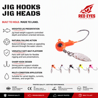 Hameçon de pêche en gros pour micro-leurre de mer, tête de jig spinner, yeux rouges, pour pêche en roche, échantillon gratuit