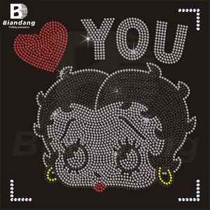 Transferencia de calor de diamantes de imitación Bettyboop personalizada para camisetas DIY <span class=keywords><strong>NFL</strong></span> Sports Team Logo Iron-On Transfers Girl Clothing Design - Product Image 2