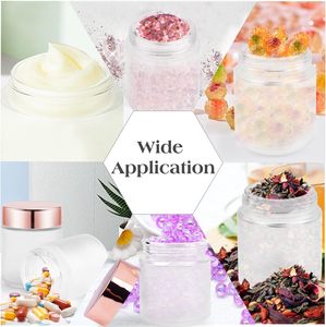 Tarros de plástico transparente de 30ml, 60ml, 120ml, 500ml, 8oz, 16oz para crema cosmética, exfoliante labial, polvos, con tapas rosas, para polvo de uñas. - Product Image 6