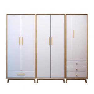 <b>White</b> <b>Solid</b> <b>Wood</b> <b>Wardrobe</b> Hinged Door 3 Drawers Space Saving Bedroom Storage Cabinet For Children Adults Elderly - Product Image 5