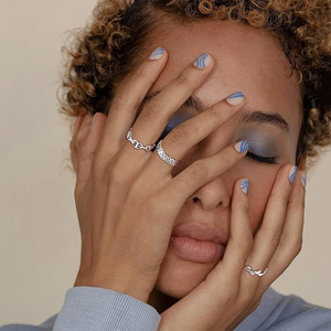 핫 925 실버 여성용 반지 체인 올리브 리프 스타 웨딩 약혼 보석 - Product Image 5