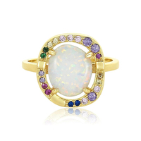 Gemnel Bague simple en argent sterling 925 Bague d'éternité Opale Mariage Anneaux arc-en-ciel pour femme 2025