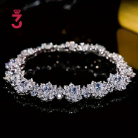 Bracelet Hip Hop en Moissanite Tournesol, en Argent S925 Plaqué Or Blanc 18K, Bracelet Tennis Floral Unisexe