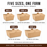 Boîte pliante en papier kraft pour repas, emballage alimentaire jetable pour salades à emporter, restaurant