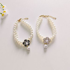 Pet Dog Cat Princess Double-Layer Vintage <b>Flower</b> Pearl Necklace Necklace <b>Sweet</b> Teddy Bichon Yorkshire - Product Image 5