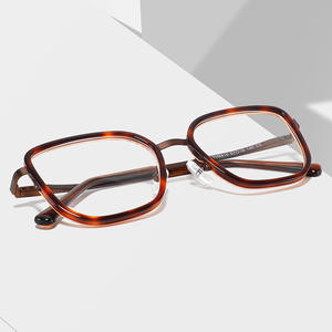 Montures de lunettes carrées en acétate transfrontalières 6816 unisexe, monture complète, verres anti-UV, style européen - Product Image 1