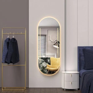 Bathnologie Miroir de salle de bain ovale moderne de luxe sans cadre antibuée intelligent avec lumière LED montage mural en forme d'arc d'écran tactile - Product Image 2