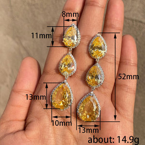 Orecchini Pendenti a Goccia con Zircone Giallo per Donne, Gioielli Scintillanti per Matrimoni ed Eventi Serali - Product Image 4